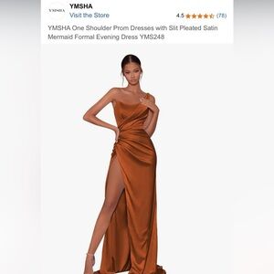 One-Shoulder Satin Dress in Dark Orange
